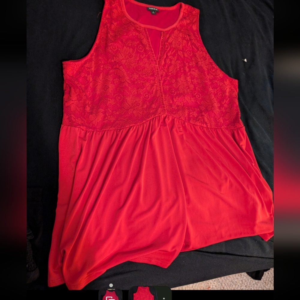 Torrid Size 2 Mini Studio Knit Crew Neck Lace Baby Doll Tank - Picture 3 of 4